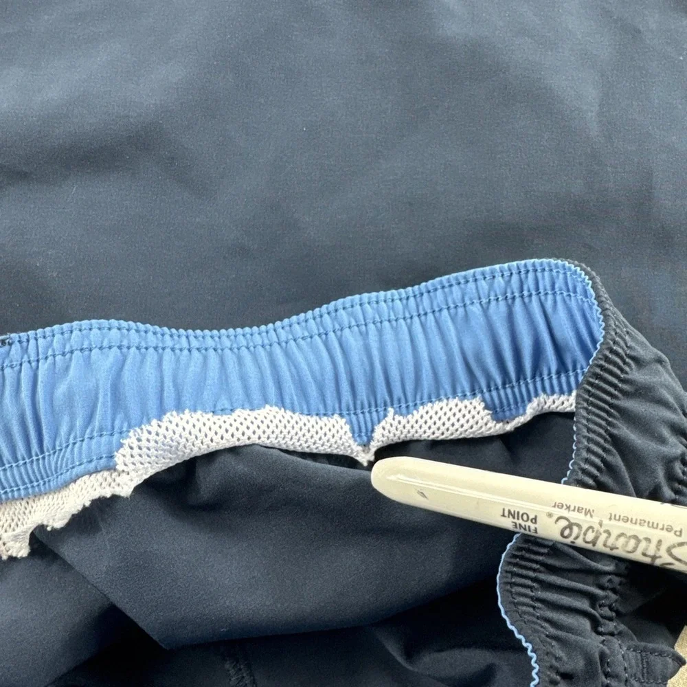 J Crew Flex Swimwear Mens XL Blue Drawstring Trunks Shorts Outdoors Unlined READ