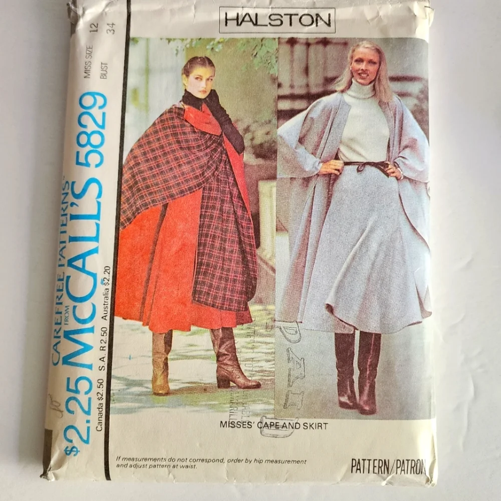 Halston Cape Skirt Pattern UNCUT 12