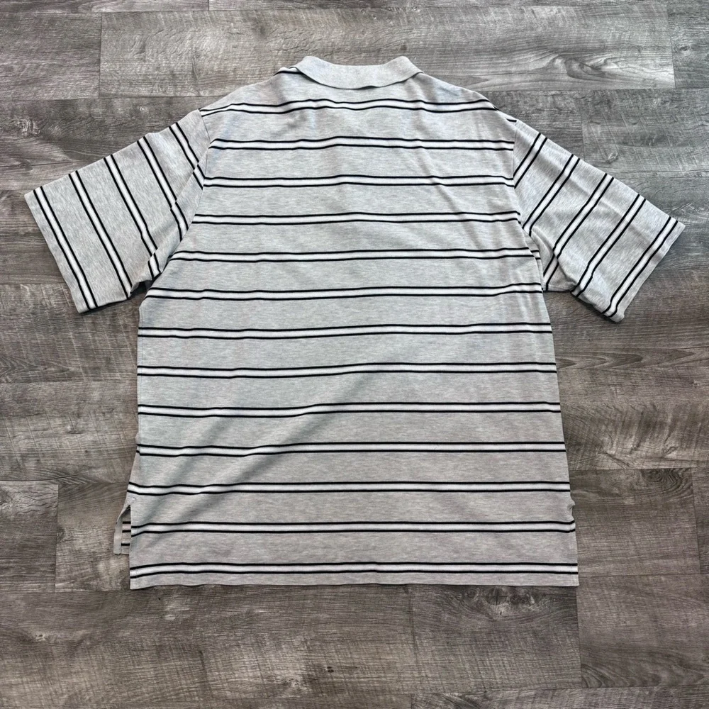 Polo Golf Ralph Lauren Gray Black White Stripe Short Sleeve Polo Shirt Mens XL