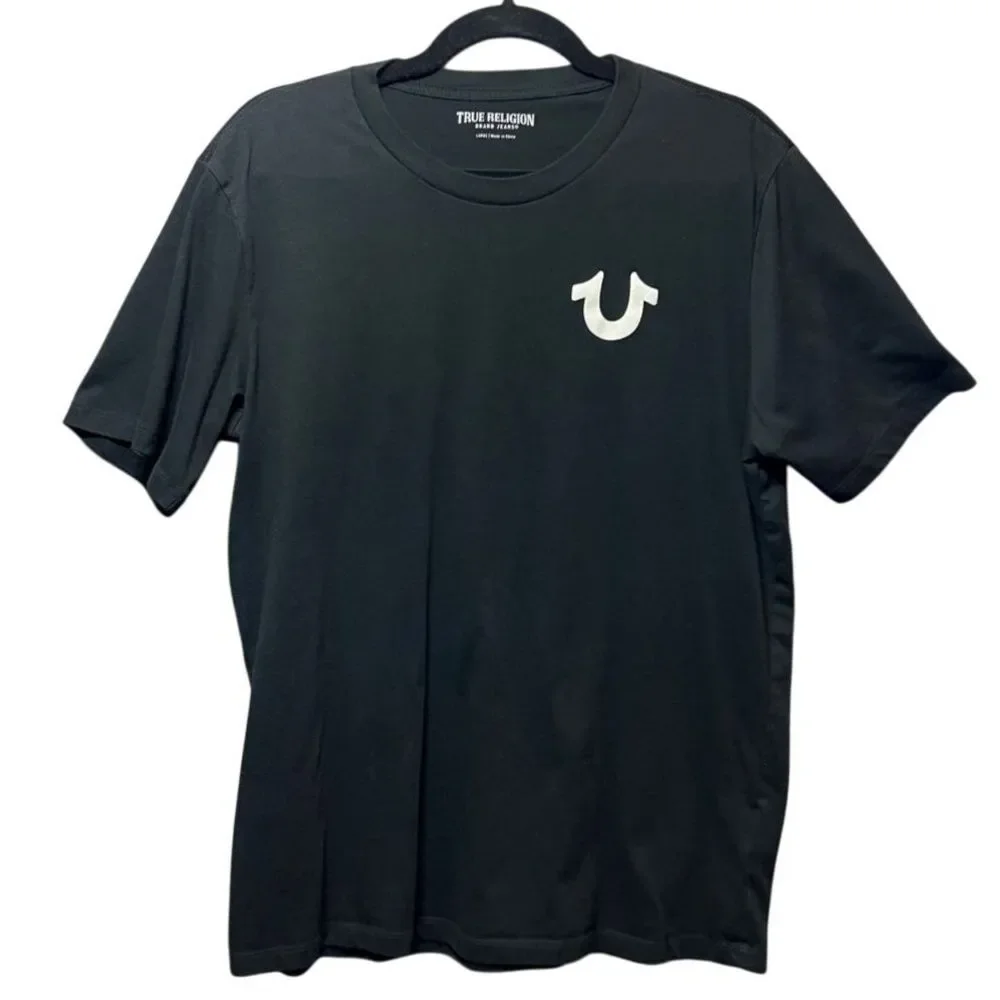 True Religion T Shirt‎ Black Large Cotton Basic Logo Graphic Casual Streetwear