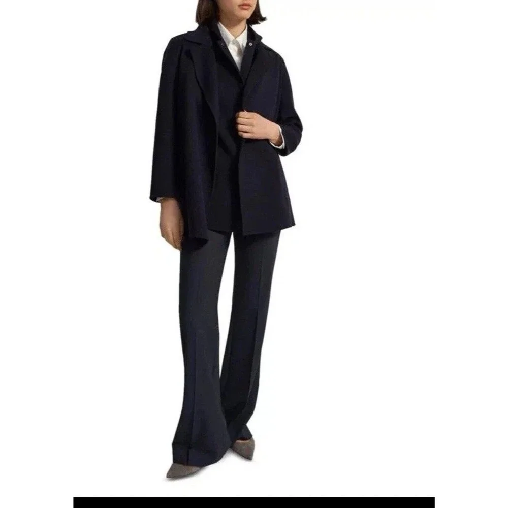 Theory‎ Sileena Nocturne Navy Winsome 2 double face wool coat MEDIUM NWT $595