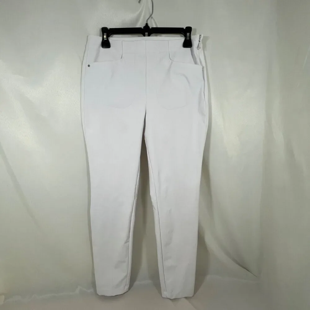 RLX Ralph Lauren White Golf Pants Womens Size 8 Side Zip Stretch Performance