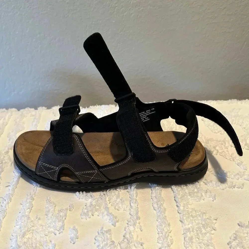 DOCKERS Newpage River Sandals Brn Sz 11M Memory Foam Adjustable Straps DK225295