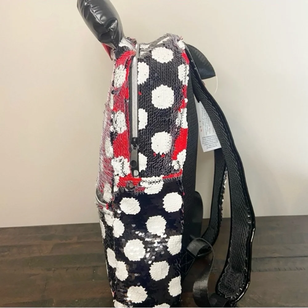 Disney Parks Minnie Mouse Ears & Bow Sequin Polka Dot Color Change Backpack NEW