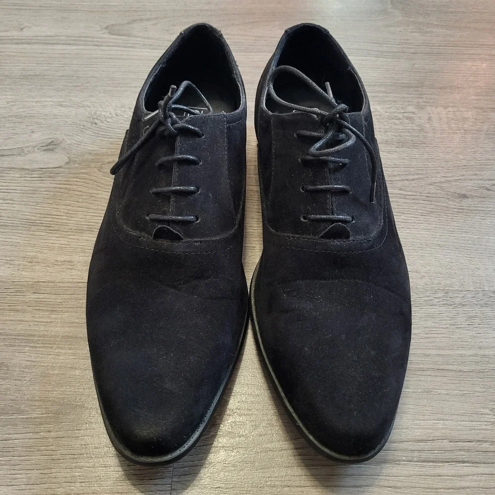 ASOS Mens Black Faux Suede Oxford Dress Shoes Lace Up Formal Almond Toe SIZE 9‎