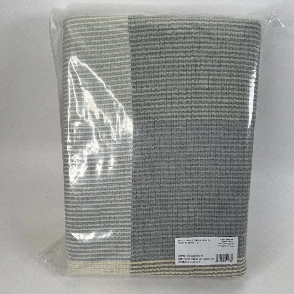 The Company Store Jacquard Woven Organic Cotton Logan Stripe‎ Queen Duvet Cover
