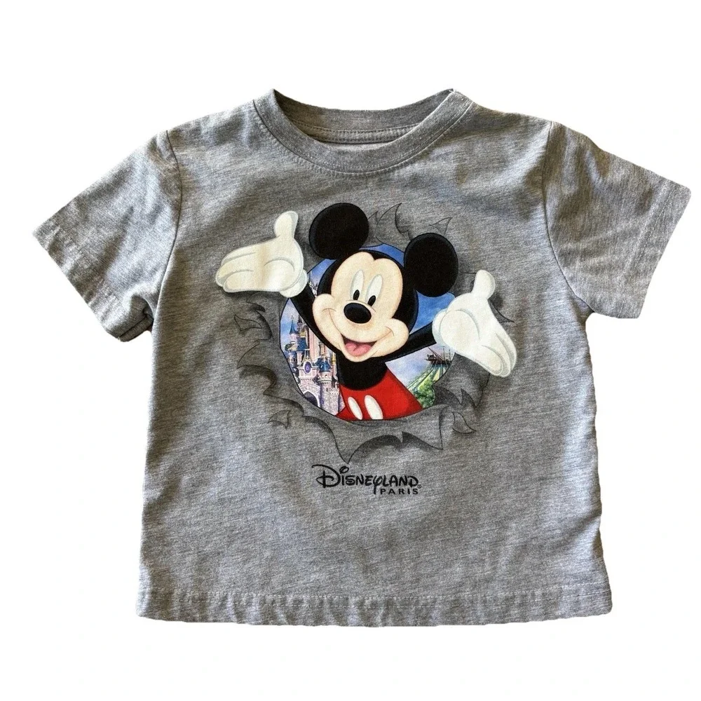 Disney Paris Mickey Mouse Gray T‎ Shirt Kids Size 2