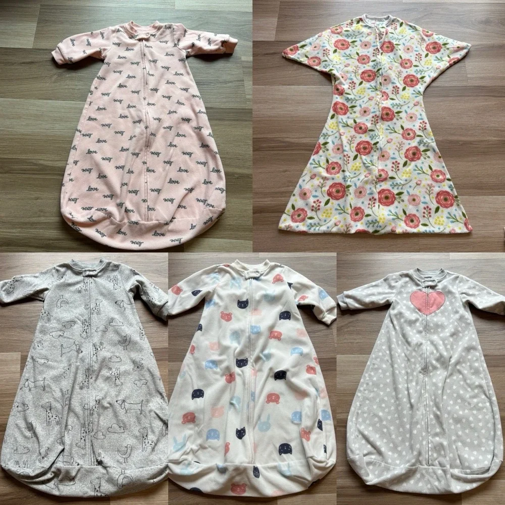 Lot Of 5 Baby Girls Sleep Sacks Size Medium 6-12 Months EUC!!‎ Zipadee-Zip