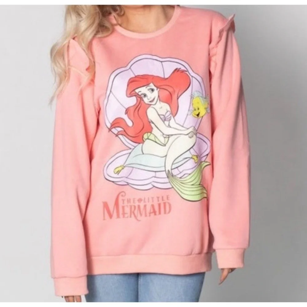 NWT Disney Little Mermaid Cakeworthy Womens Ariel‎ Pink Sweatshirt Large