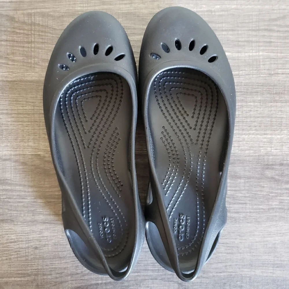 Crocs Kadee Slingback Slip-On Ballet Flats Shoes Cutouts Black Size Women's 8