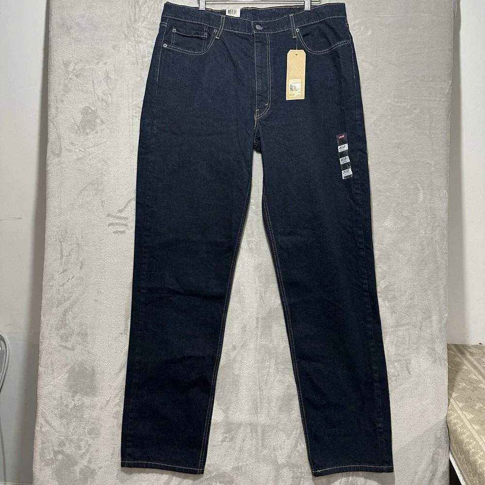 Levi's 505 Mens Jeans 40x38 B&T‎ Dark Blue Relaxed Fit Stretch Tapered Leg Denim