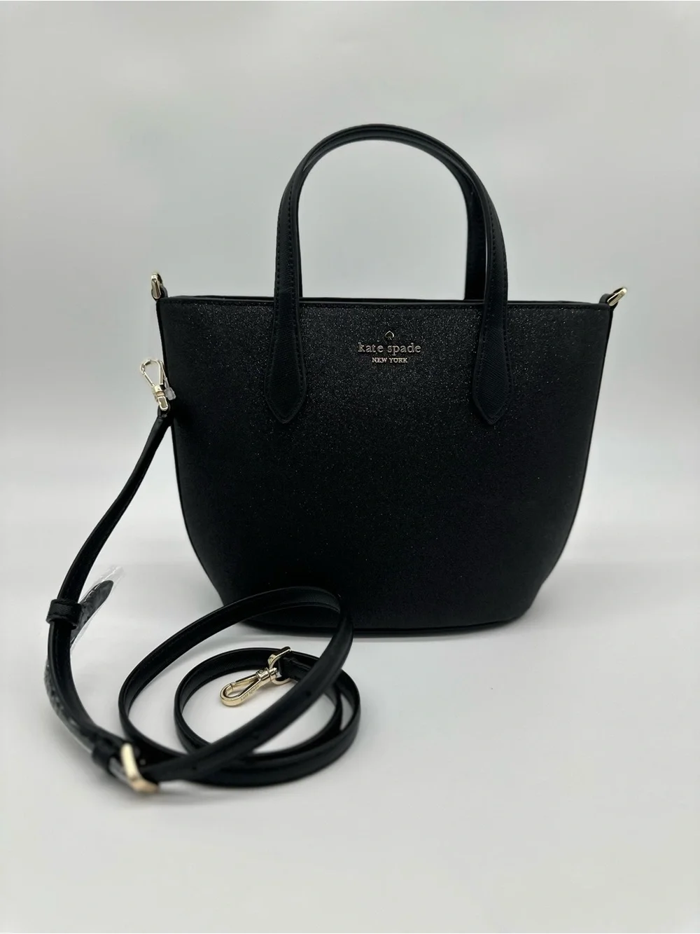 kate spade Black Glitter Tote with Detachable Strap