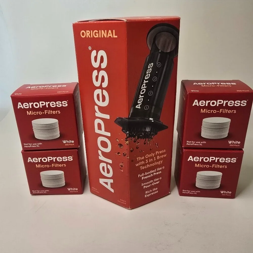 New - AeroPress Original Coffee and Espresso Maker + 1,400 Micro-Filters