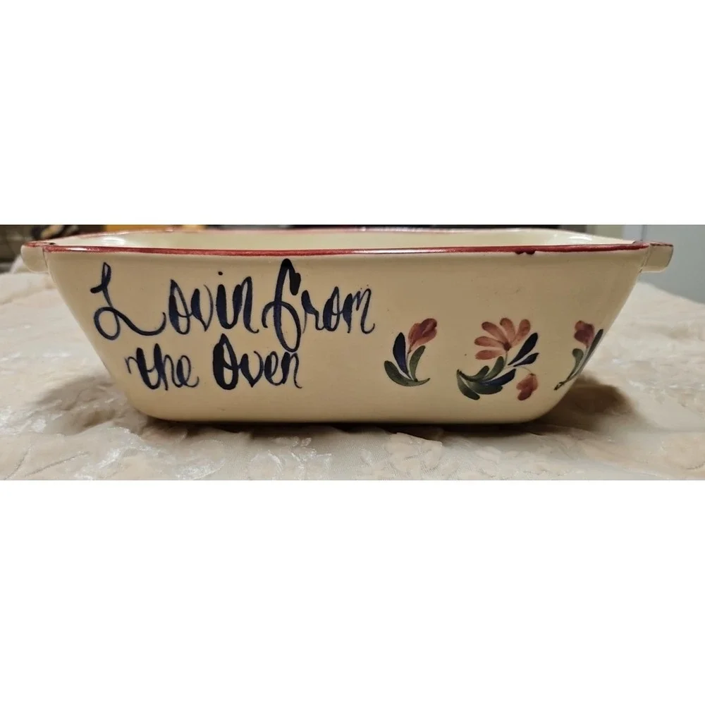 East Texas Pottery Spongeware Loaf Pan Vintage 
