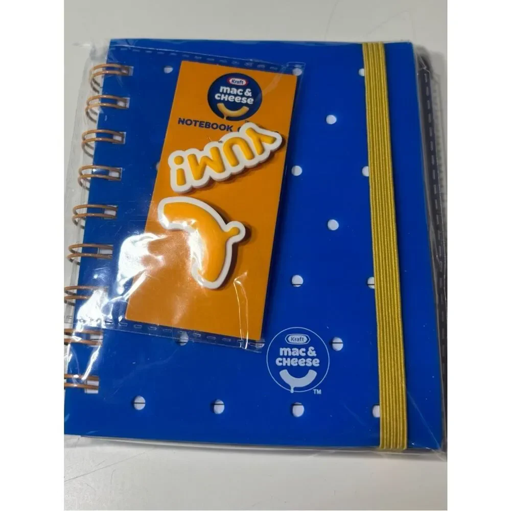 New Kraft Mac & Cheese Blue Polka Dot Notebook with Yellow Elastic