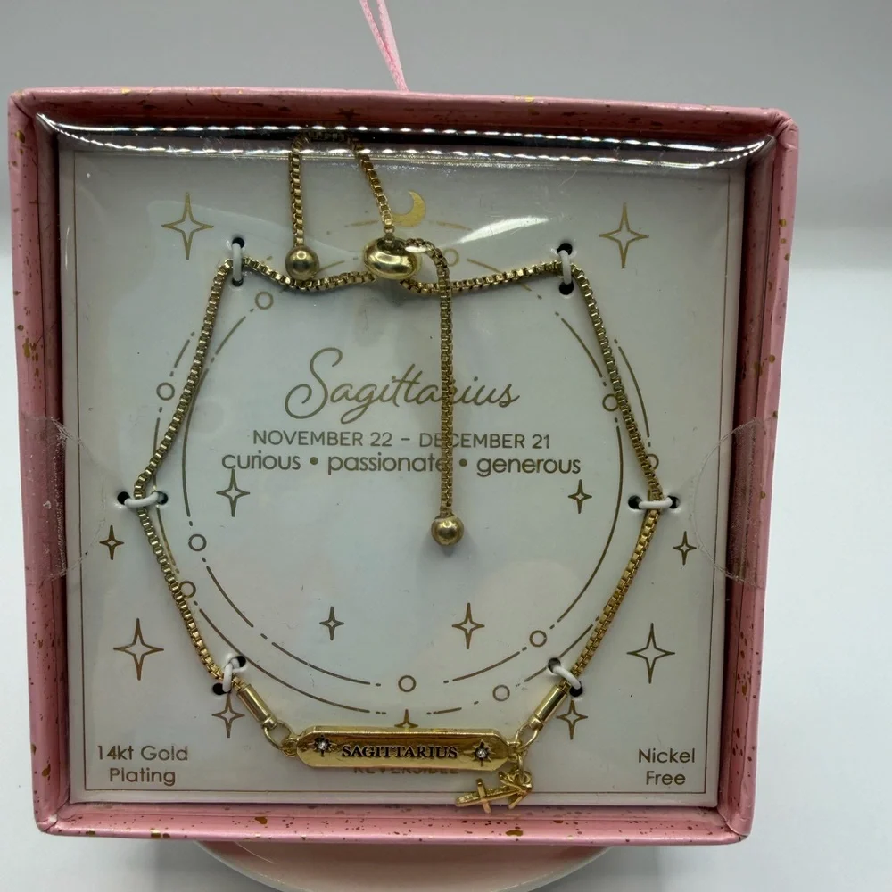 Sagittarius 14kt Gold Plated Slider Zodiac Bracelet