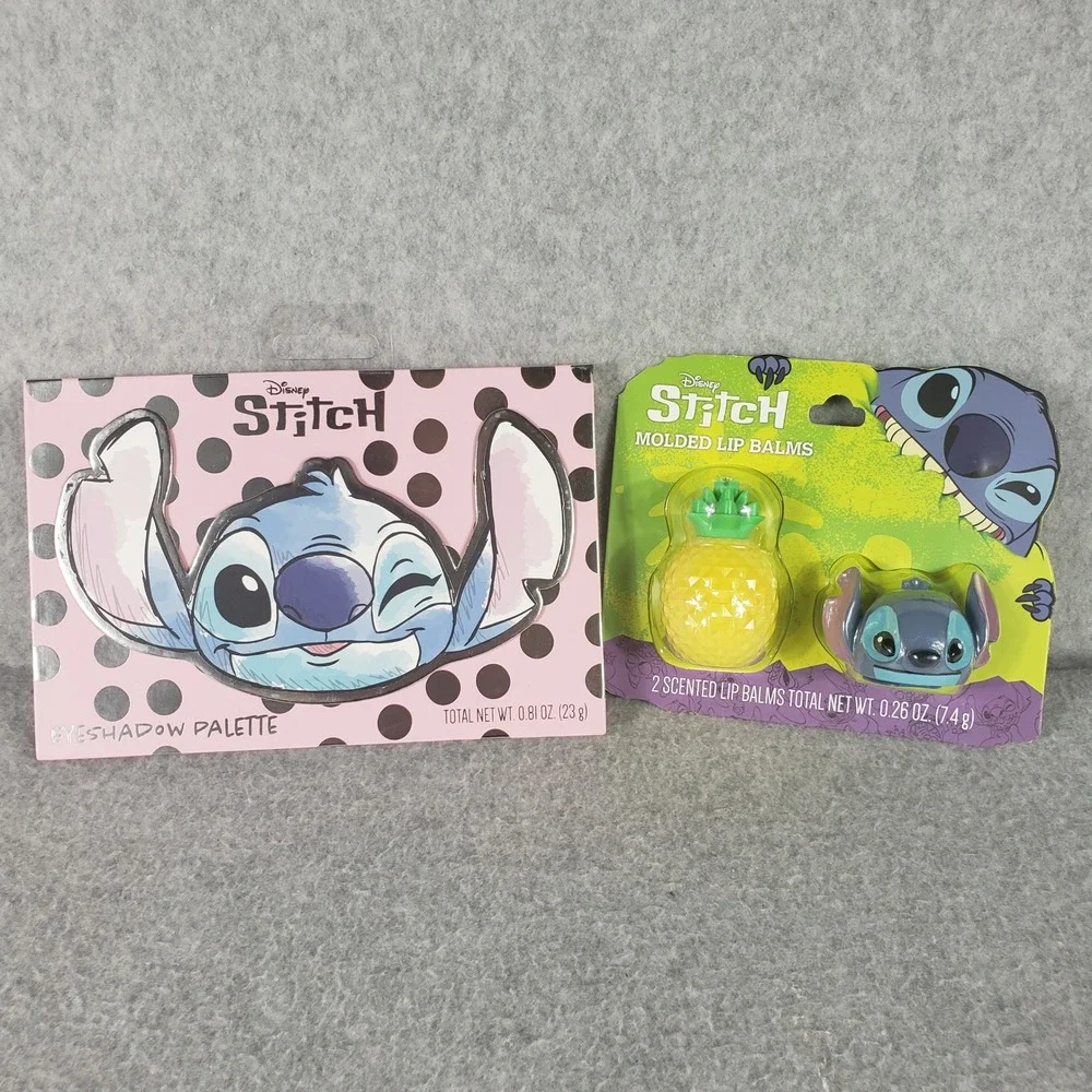 Disney Stitch Makeup Set Taste Beauty Eyeshadow Palette‎ & 2pc Molded Lip Balms