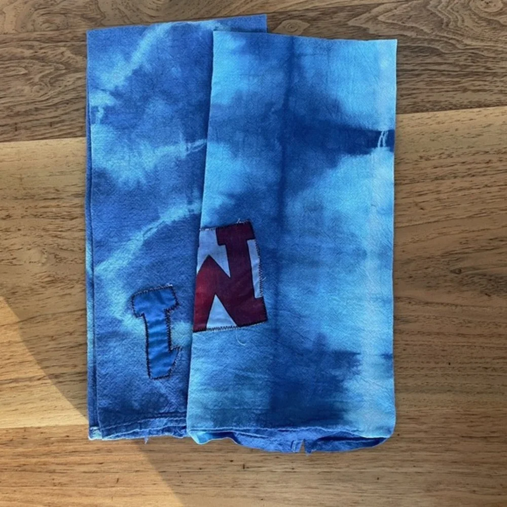 Shibori Tea Towel Set Tie Dye Hand Dyed Cotton Upcycled Sustainable Handmade