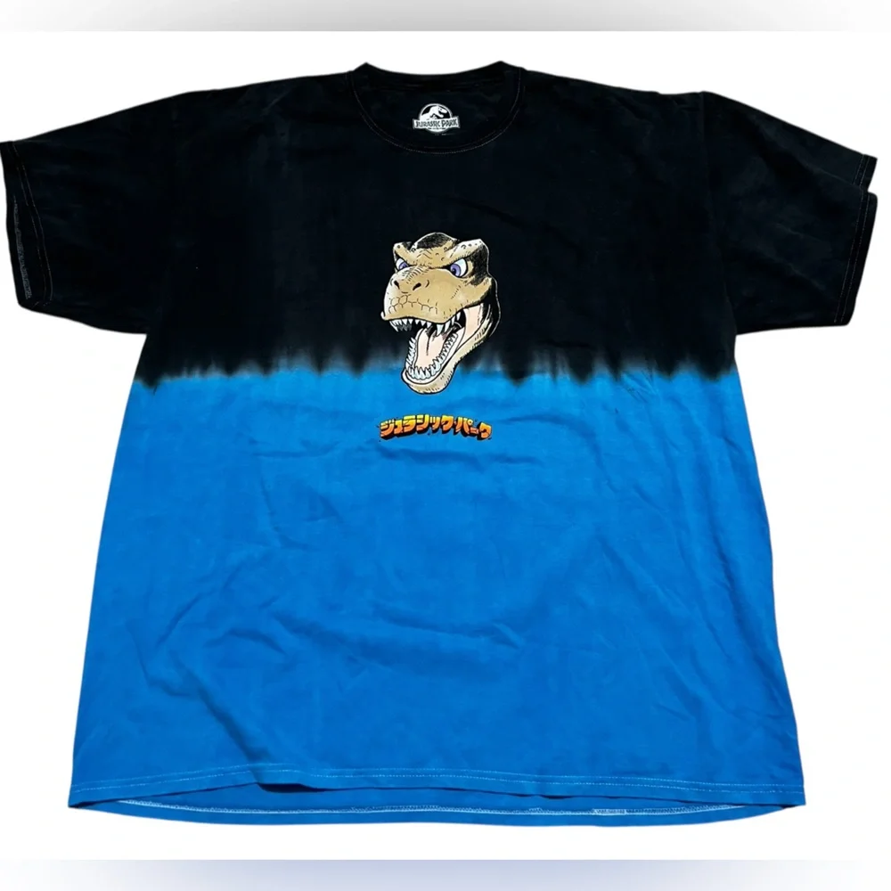 Universal studios Jurassic Park Graphic Tee shirt top‎ black blue dinosaur 2XL