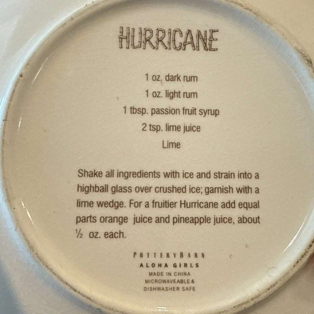 Pottery Barn Aloha Girls Salad‎ Plate Plates Set Of 2 Hibiscus Hurricane 8 Inch