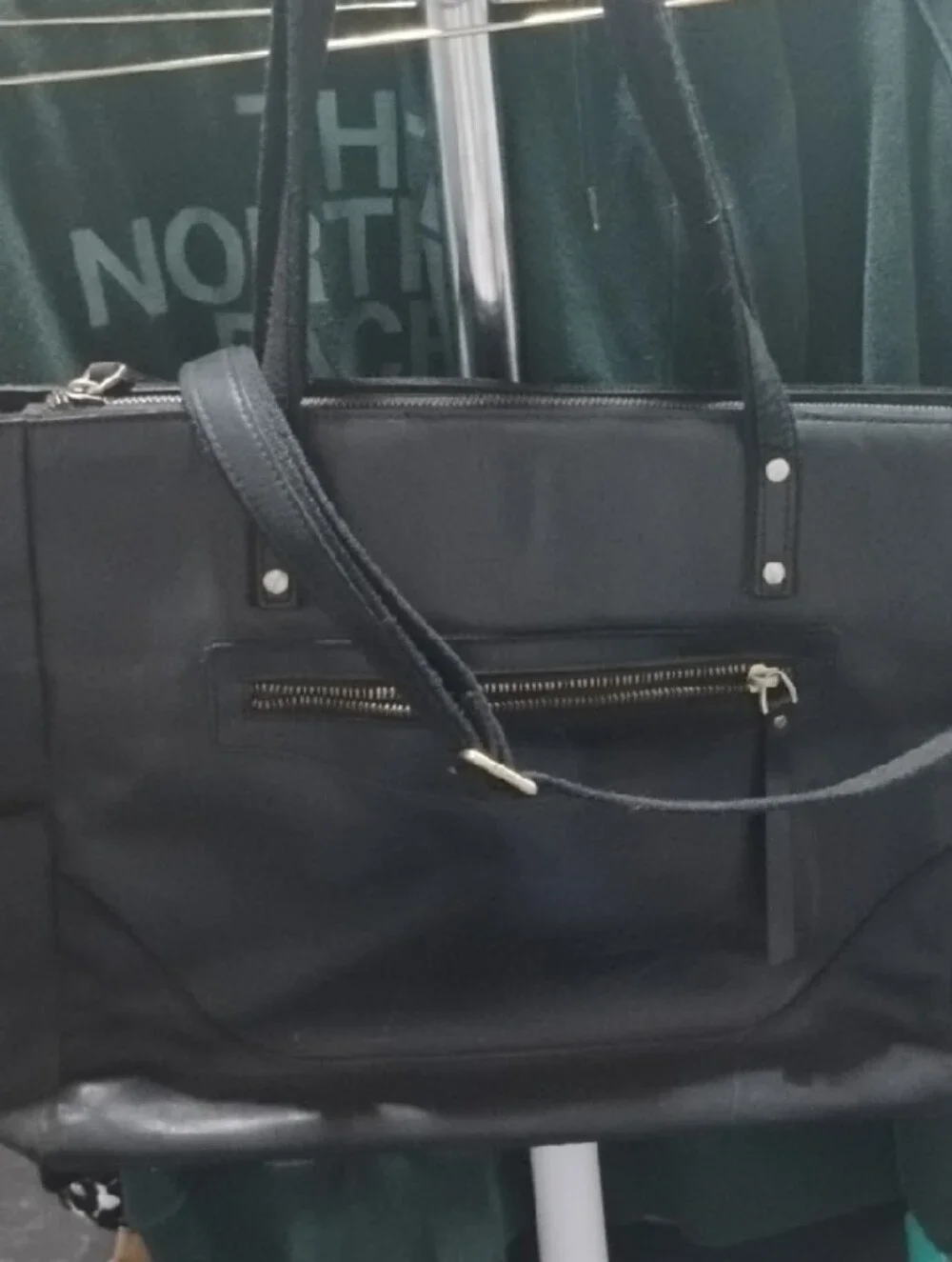 Black Laptop Tote Bag with Front Zip Pocket - Unbranded