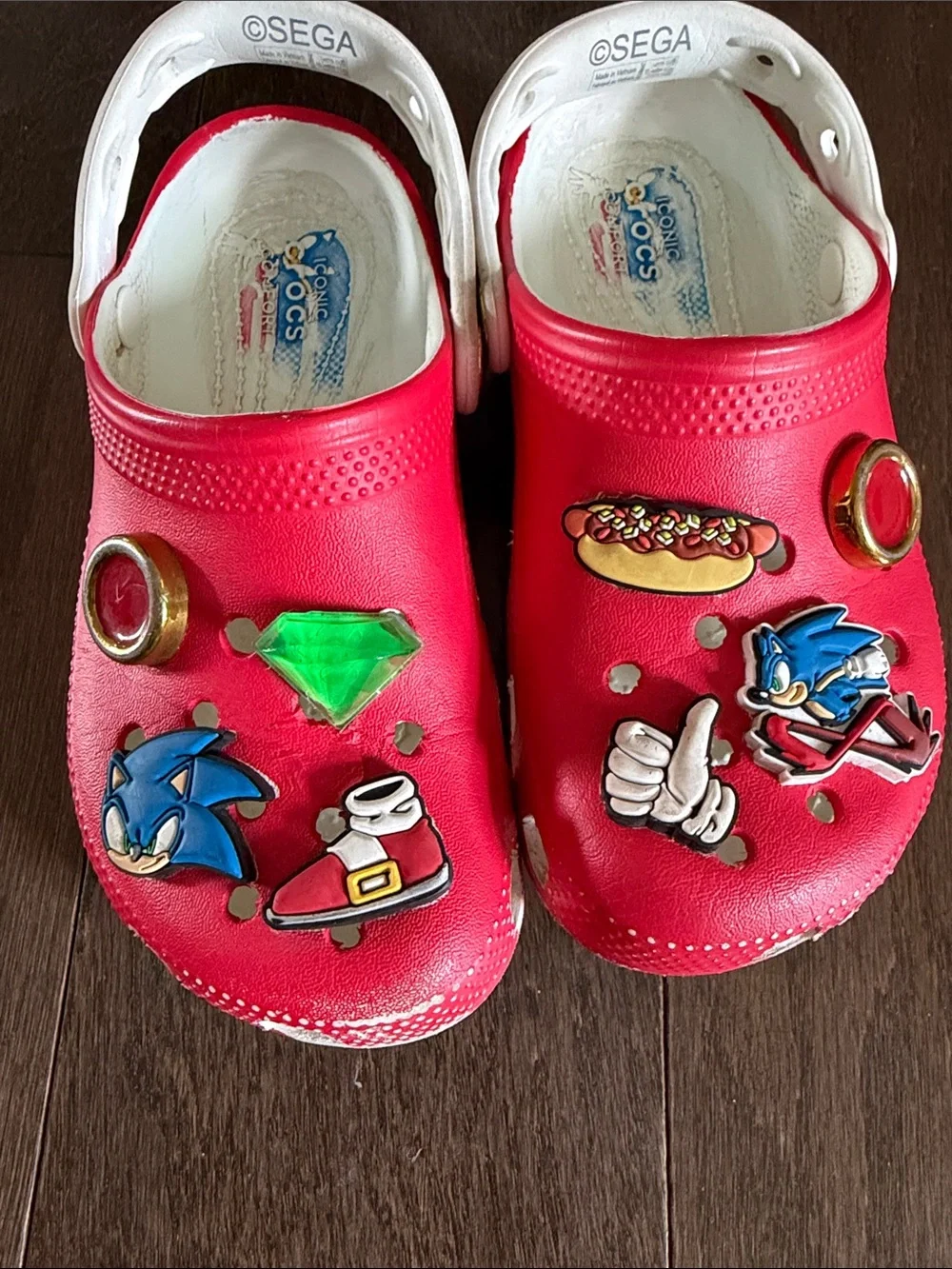 CROCS Kids Red and White Sonic-Themed Water Shoes