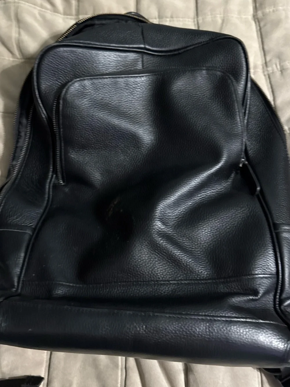Black Men's Leather Backpack - Sleek Everyday Carry