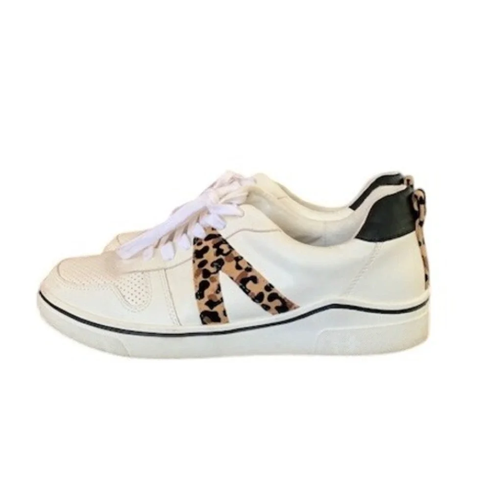MIA Alta White‎ Leopard Print Chic Fashion Sneakers Womens 8.5M Low Top Lace Up