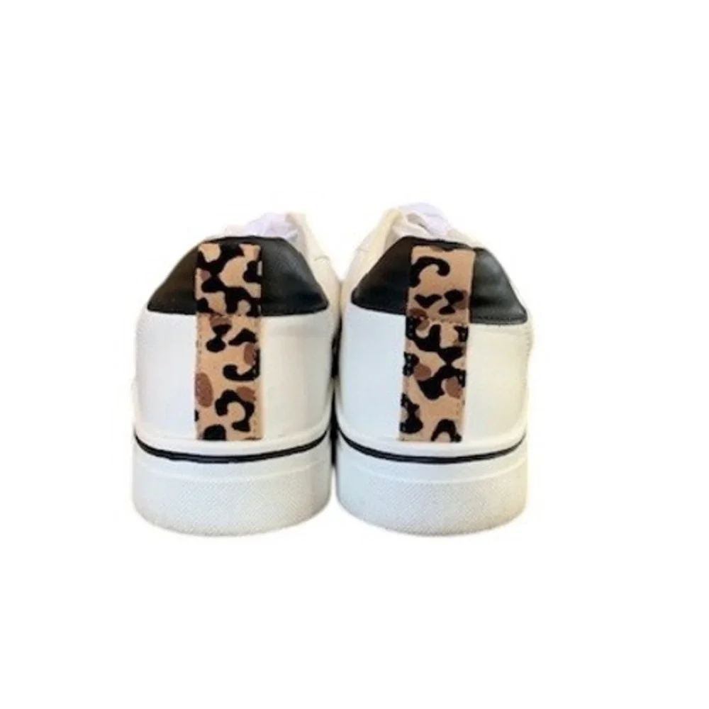 MIA Alta White‎ Leopard Print Chic Fashion Sneakers Womens 8.5M Low Top Lace Up