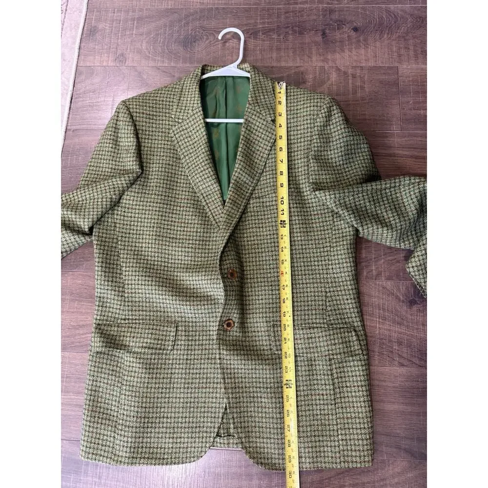 Botany 500 Blazer Bledsoe’s‎ Mens’s Shop Green Houndstooth Wool 41 Regular Vtg