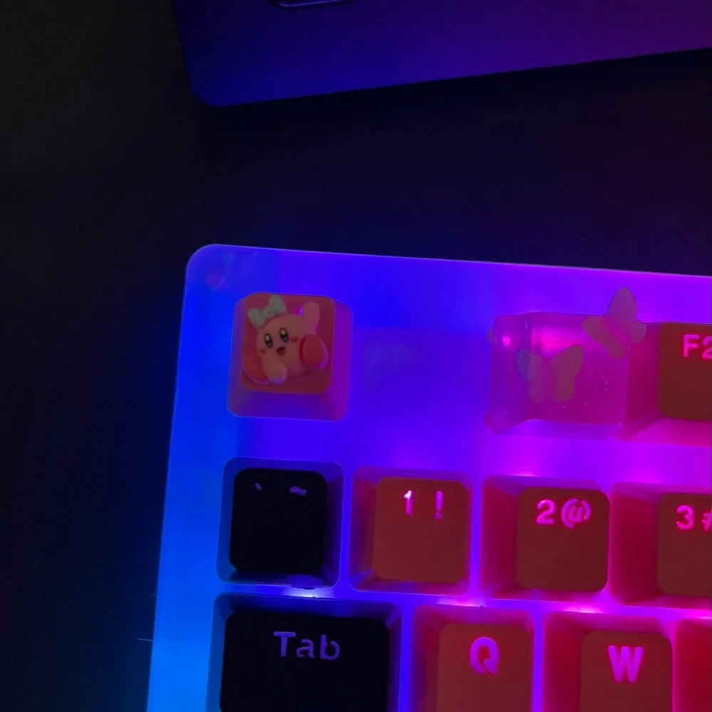 Cute Pink Artisan Anime Keycap for OEM Switches, Kirby with bow