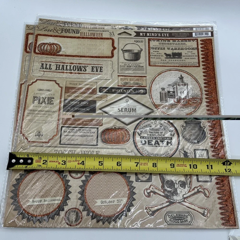 Lot of 12 Scrapbook Chipboard Stickers Embellishments Holiday Love Vintage
