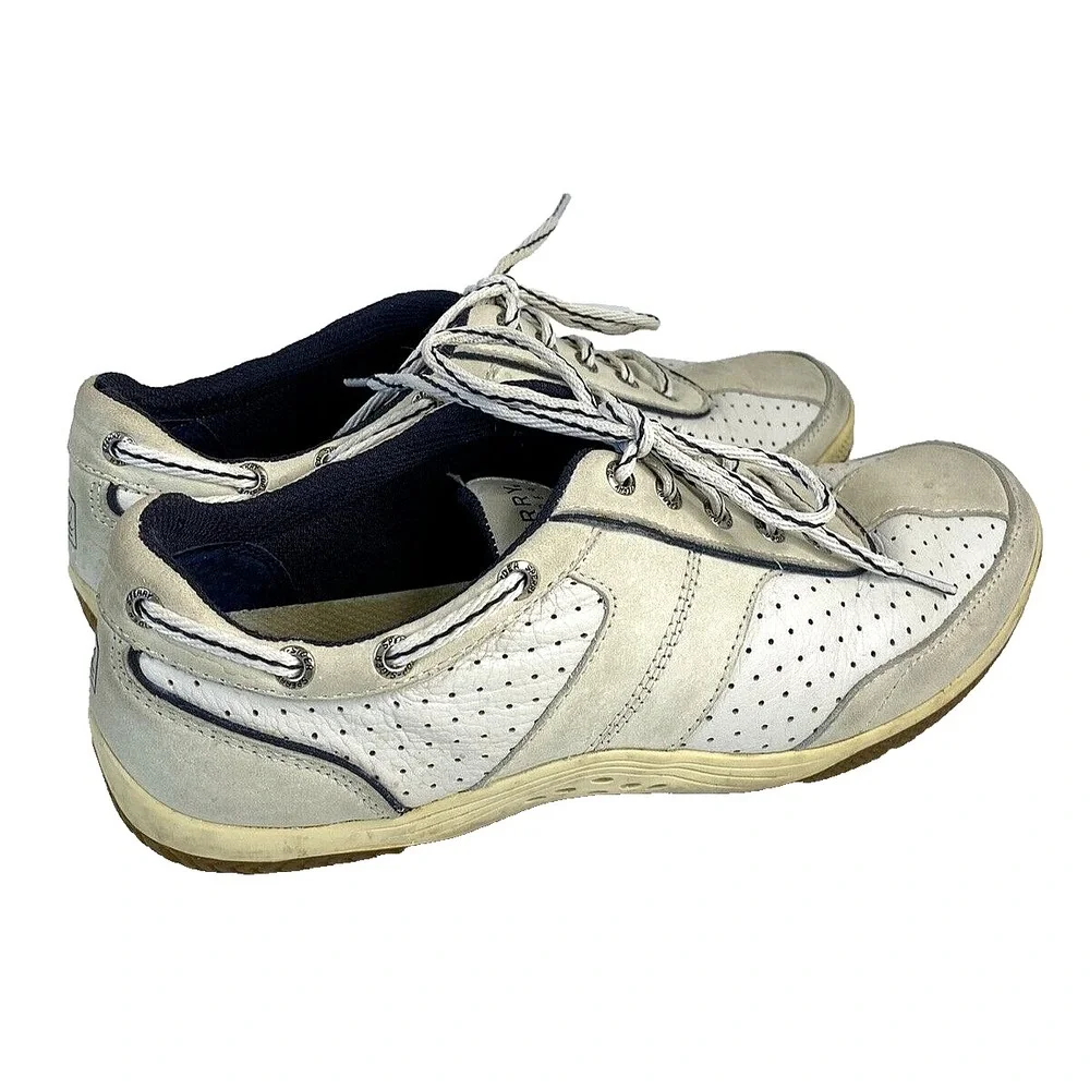 Sperry Top Sider Boat Shoes 8.5M Womens 9753450 White & Blue‎