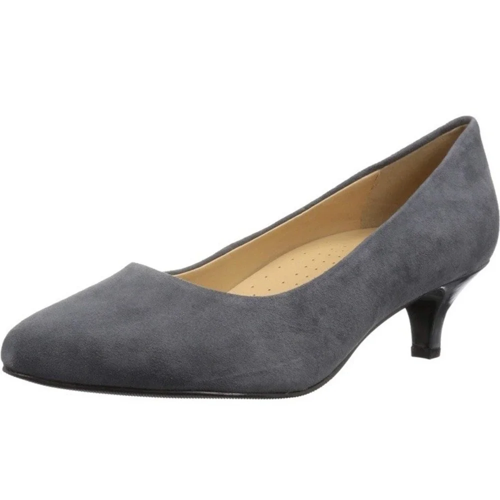 Trotters Women's Kiera Pump Heel Shoe Gray Suede ‎ 8 Narrow New