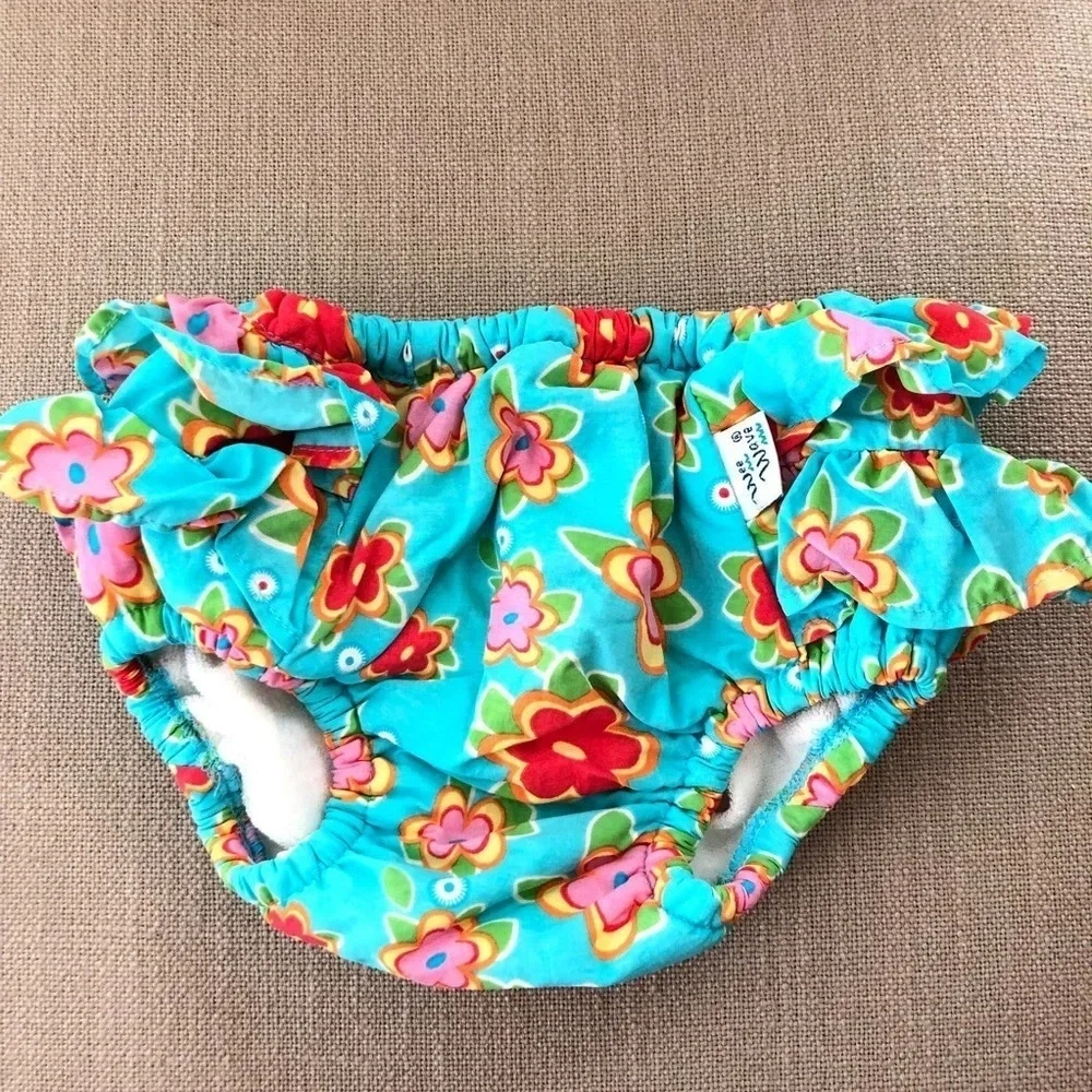 Wee Wave Baby‎ Girls Size Medium 18-22 lbs Turquoise Floral Swim Bottom Diaper