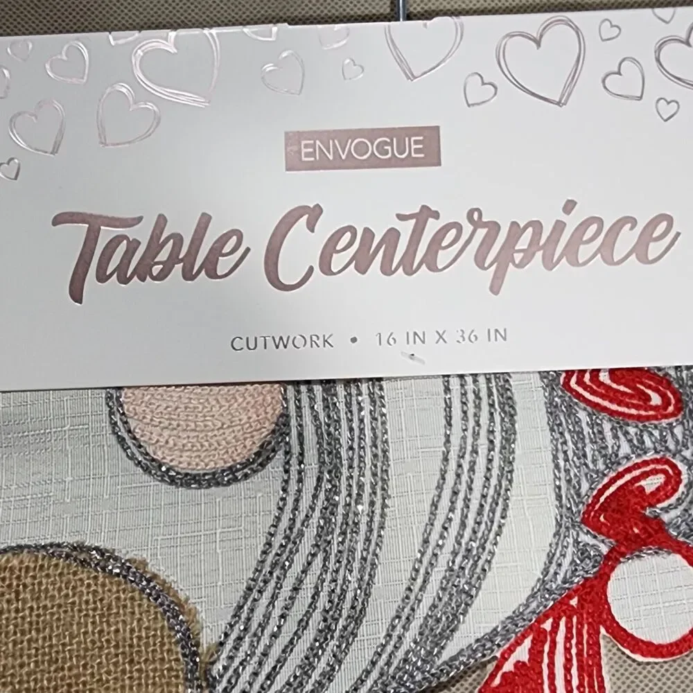 Envogue Gnome‎ Themed LOVE Table Runner Cutwork Design 16x36in