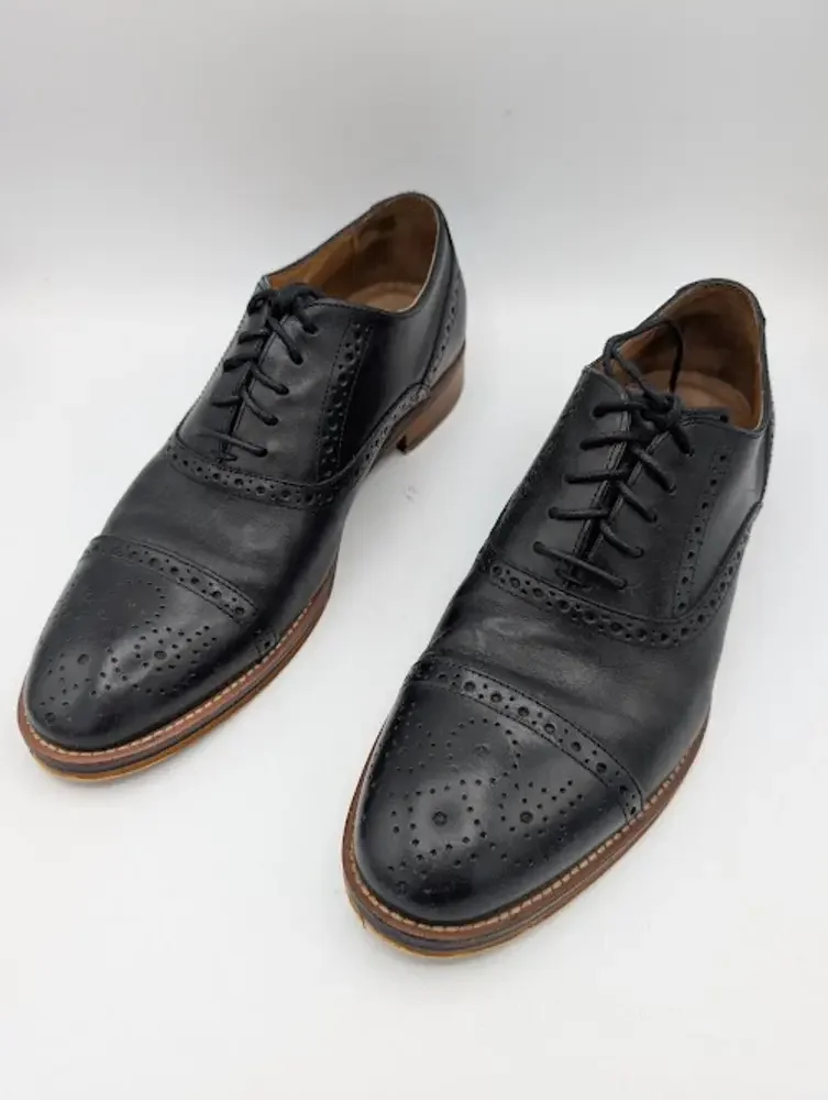 Johnston And Murphy Conrad Leather Cap Toe Mens Size‎ 9 Black Lace Up Oxford