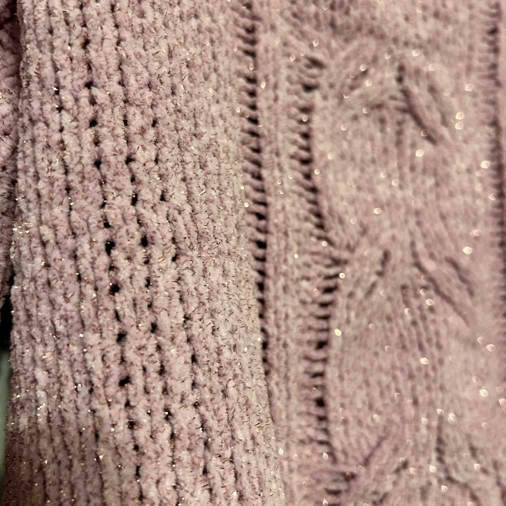Justice Girl’s XS 5-6‎ Cable Knit Crop Sweater Purple NWT