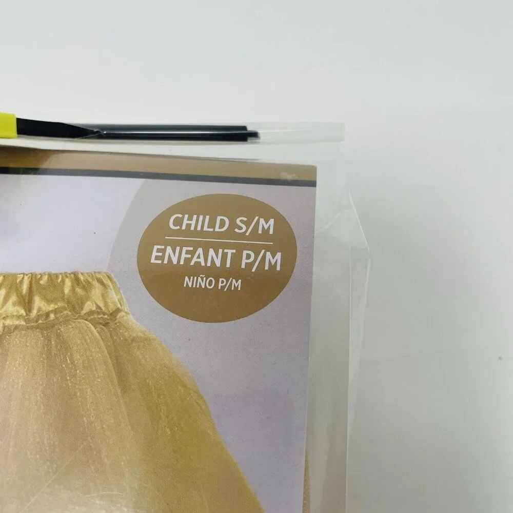 Youth Child Size S/M Mesh Tutu‎ Skirt Gold Ideal for Play Pretend Halloween 436