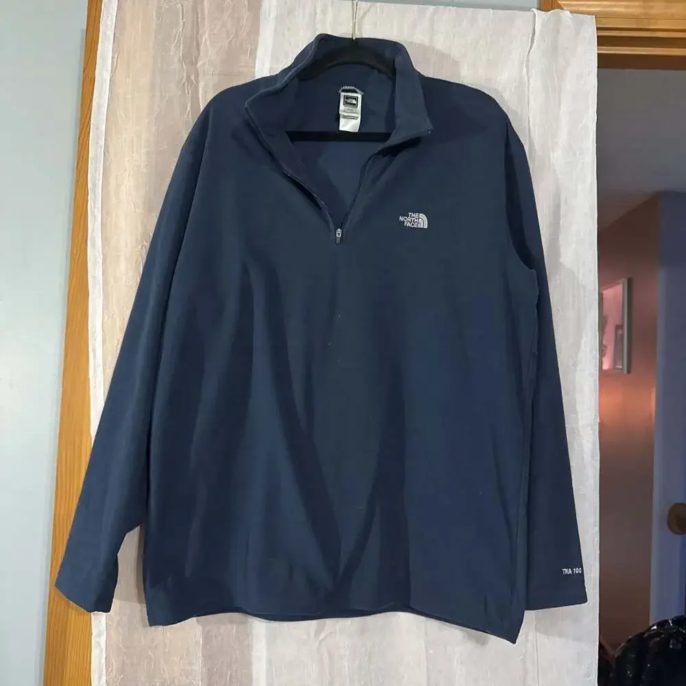 The North Face Men’s XL TKA‎ 100 Fleece Quarter Zip Pullover Navy Blue