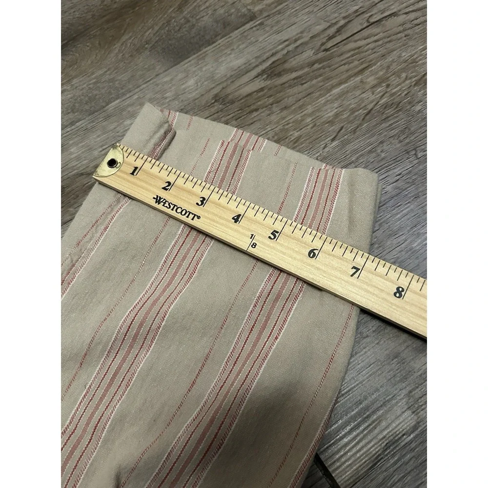 Banana Republic Sz 12 Avery‎ Striped Linen Blend Tailored Ankle Pants Beige Pink