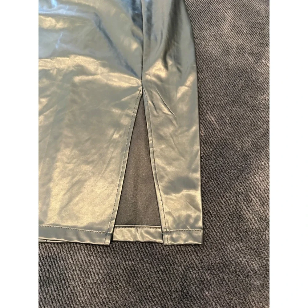 NWT Cupshe Black Faux Leather Pencil Skirt Size Small High Waist Midi Slit