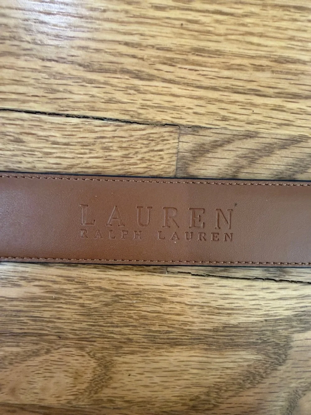 Lauren Ralph Lauren Black Leather Belt with Silver Buckle, 42