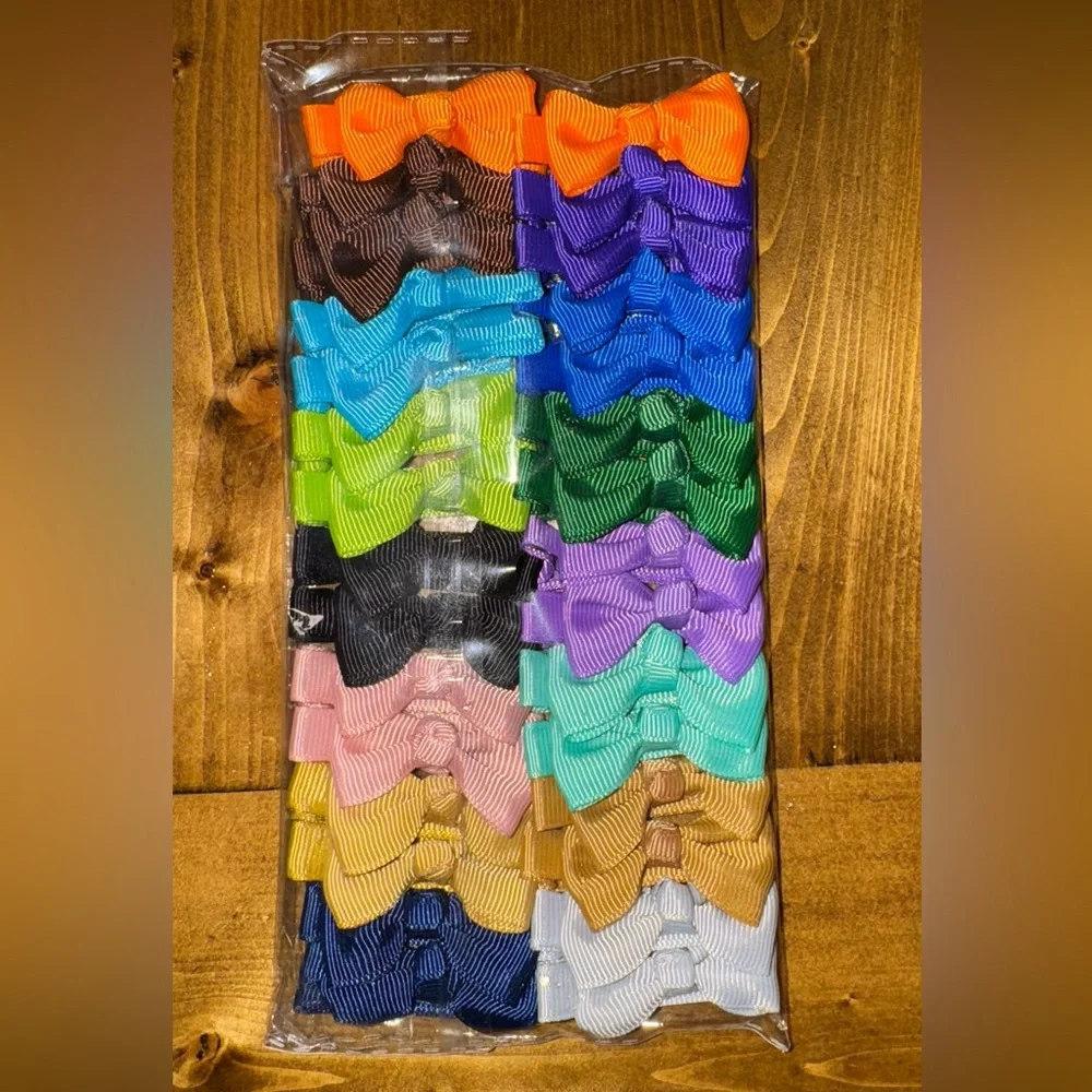 Set of Mini Hair Bow Clips – Assorted Colors (Large Bundle)