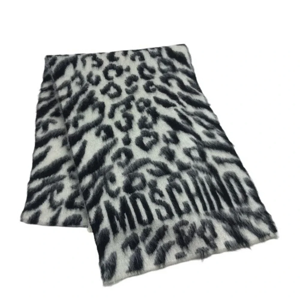 Moschino leopard print mohair/wool blend scarf‎