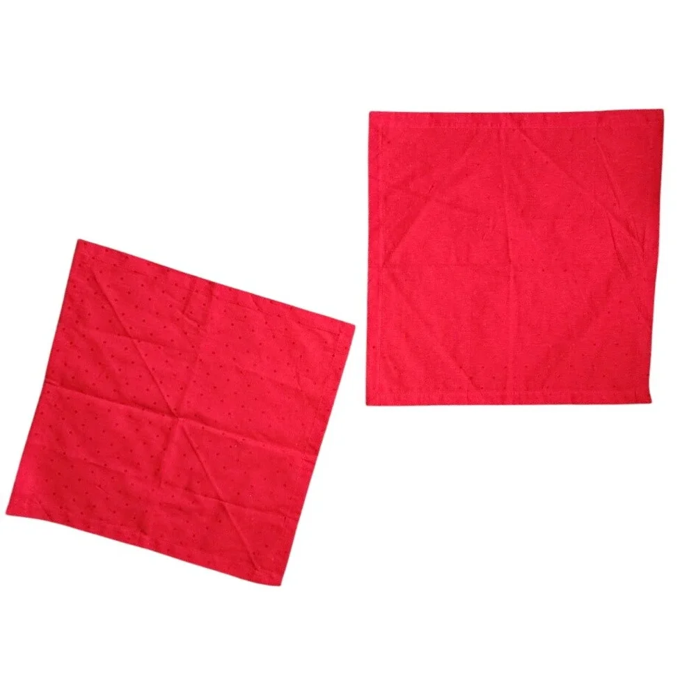 KATE SPADE lot of 2 Reusable Cloth Napkins Red Swiss Polka Dot‎ 20x20