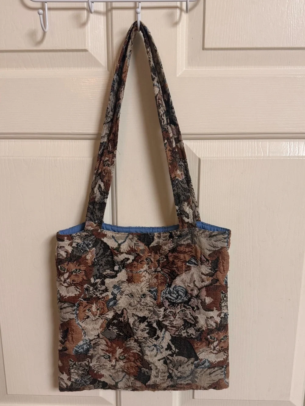 VTG 90s Cat Kitty Tapestry Tote Bag
