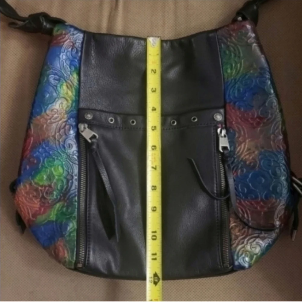 The Sak Ojai hand painted leather rainbow tote bag