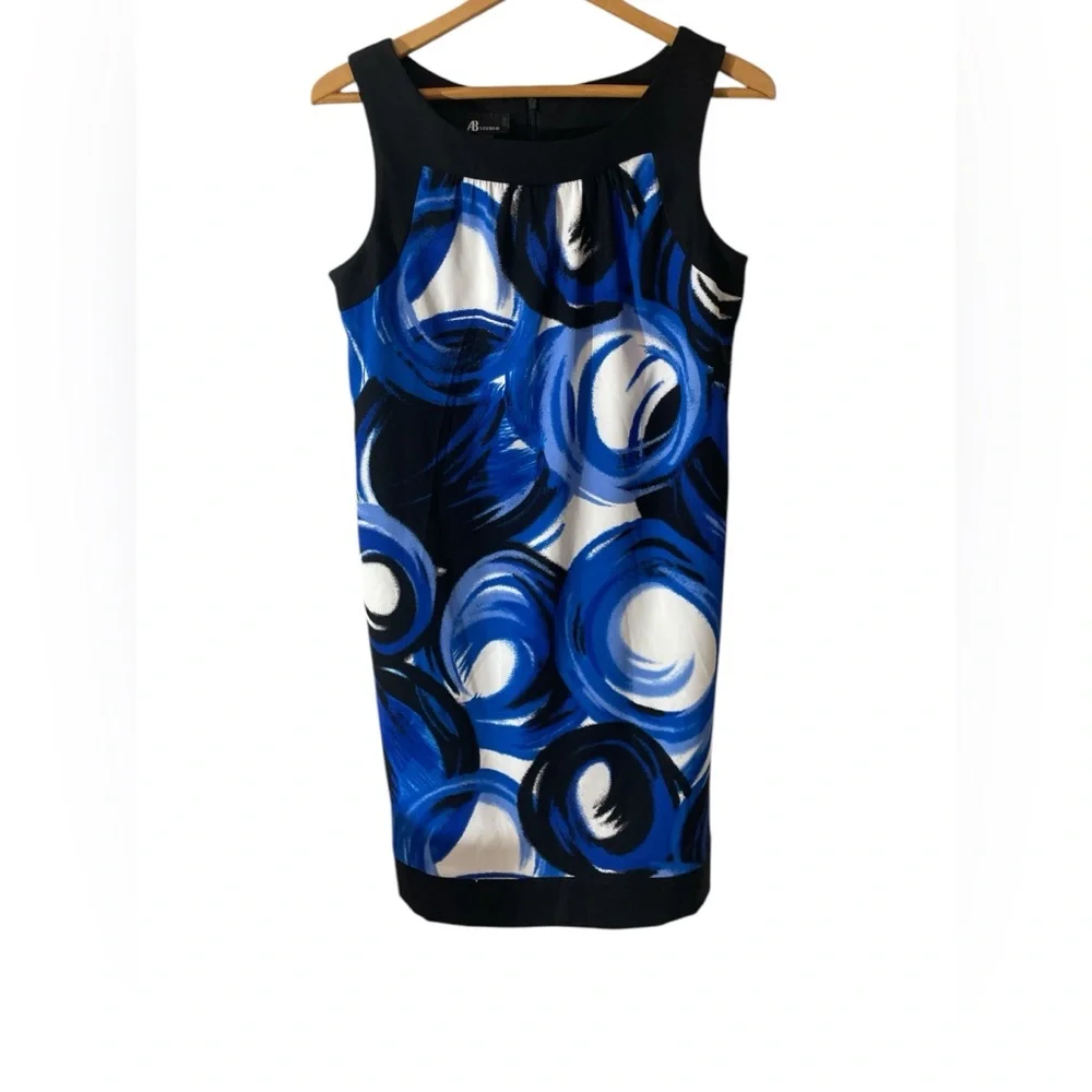 C36- Blue and Black Swirl Pattern Dress AB Studio Women’s 8
