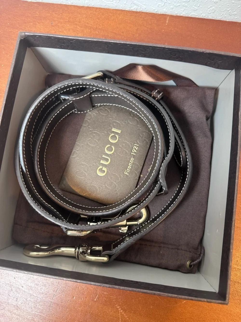 Authentic Gucci Handbag Replacement Strap Leather Shoulder Crossbody Brown